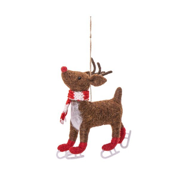 Tekstilni okrasek za jelko 13 cm Skating Rudolph – Sass & Belle