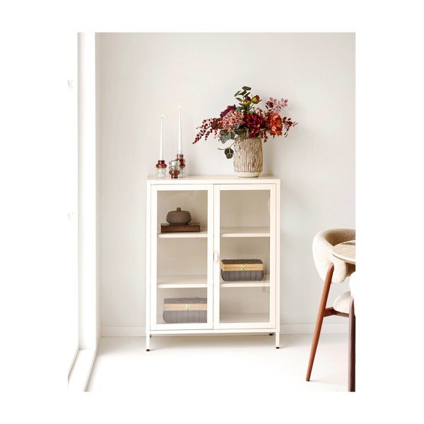 Kremno bela jeklena vitrina 80x101x40 cm Brisbane – House Nordic-image-1