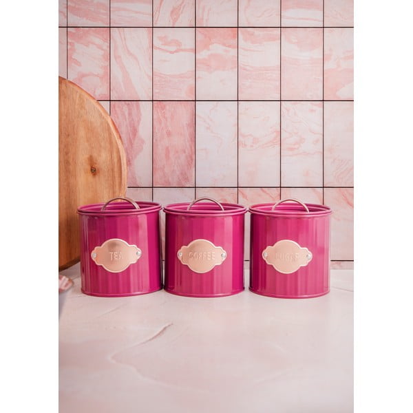 Rdeče kovinske pločevinke za hrano v kompletu 3 kos - Kitchen Craft-image-1