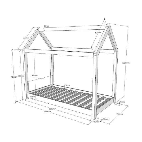 Otroška hišna postelja Vipack Cabane, 70 x 140 cm-image-3