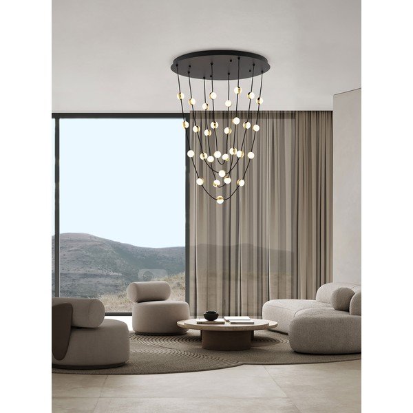 Mat črna aluminijasta LED zatemnitvena viseča svetilka s senčilom iz akrilnega stekla ø 84 cm Alcinoe – Nova Luce-image-1