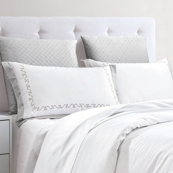 Bela podaljšana posteljnina za zakonsko posteljo iz bombažnega satena z rjuho 6-delna 240x220 cm Diana – Mila Home Luxury-image-1