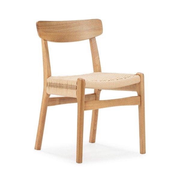 Jedilni stoli v kompletu 2 ks iz masivnega kavčukovca v naravni barvi Biel – MOME