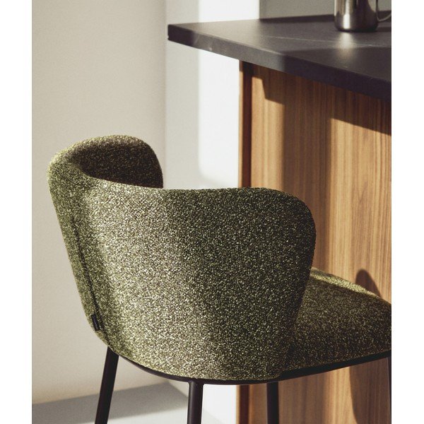 Temno zelen oblazinjen barski stol (višina sedeža 65 cm) Ciselia – Kave Home-image-2