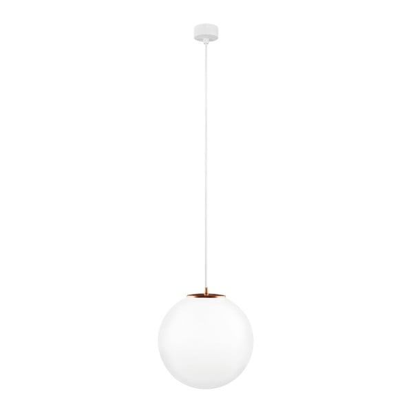 Bela viseča svetilka z belim kablom in detajli bakrene barve Sotto Luce Tsuri, ⌀ 30 cm