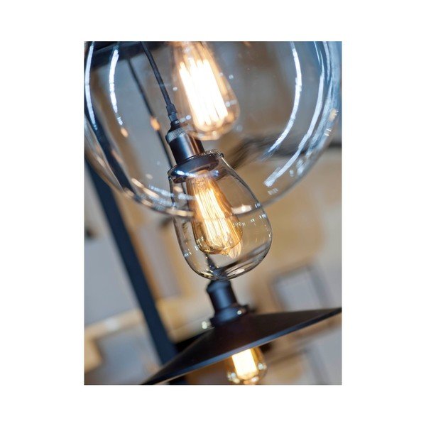 Črna viseča svetilka s steklenim senčnikom ø 30 cm Warsaw – it's about RoMi-image-2