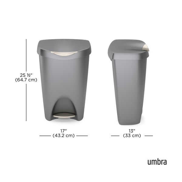 Siv plastičen koš za smeti s pedalom 50 l Brim – Umbra-image-3