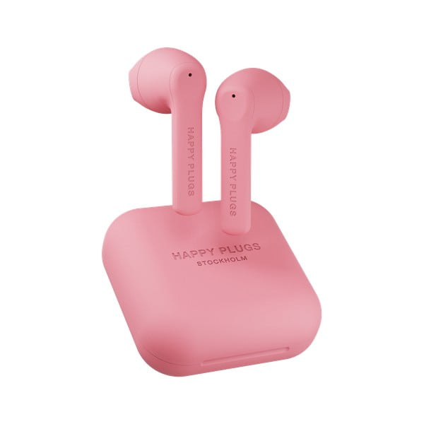 Rožnate brezžične slušalke Happy Plugs Air 1 Go