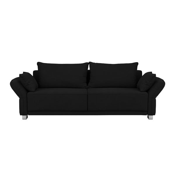 Črna raztegljiva sedežna garnitura z odlagalnim prostorom Windsor & Co Sofas Casiopeia, 245 cm