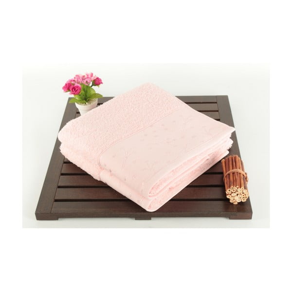 Komplet 2 brisač iz 100 % bombaža Tomur Pink, 50x90 cm