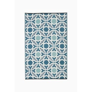 Modro-siva dvostranska zunanja preproga iz reciklirane plastike Fab Hab Seville, 120 x 180 cm