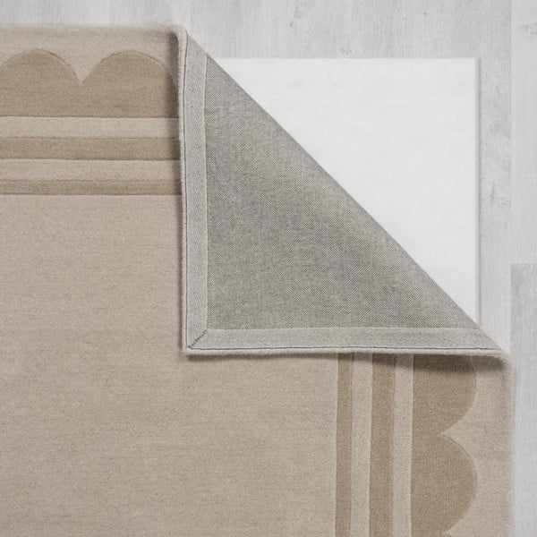 Ročno tkan volnen tekač v naravni barvi 80x230 cm Lois Scallop – Flair Rugs-image-3