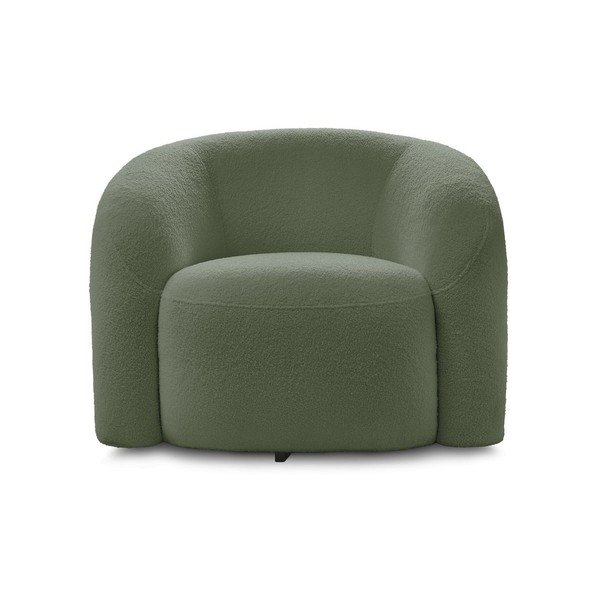 Zelen vrtljiv fotelj iz tkanine bouclé Elina – Bobochic Paris-image-2