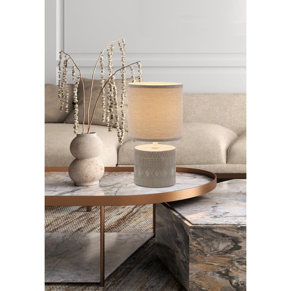 Siva namizna svetilka s tekstilnim senčnikom (višina 26 cm) Dina – Candellux Lighting-image-1