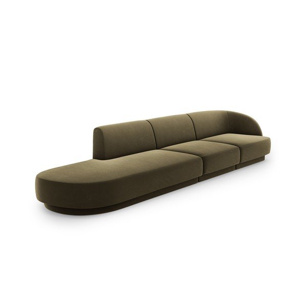 Zelena žametna sedežna garnitura 302 cm Miley – Micadoni Home-image-3