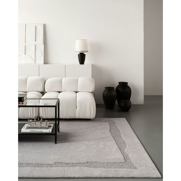 Siva volnena preproga 200x300 cm Morphic Rocca – Agnella-image-3