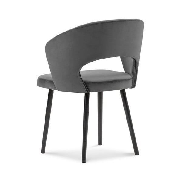 Temno siv oblazinjen jedilni stol z nasloni za roke Elpis – Windsor & Co Sofas-image-2