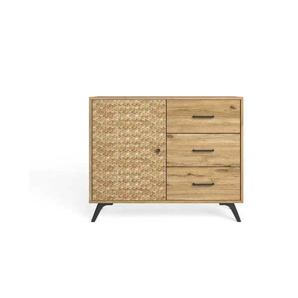 Nizka komoda v hrastovem dekorju v naravni barvi 92x81 cm Malaca – Marckeric