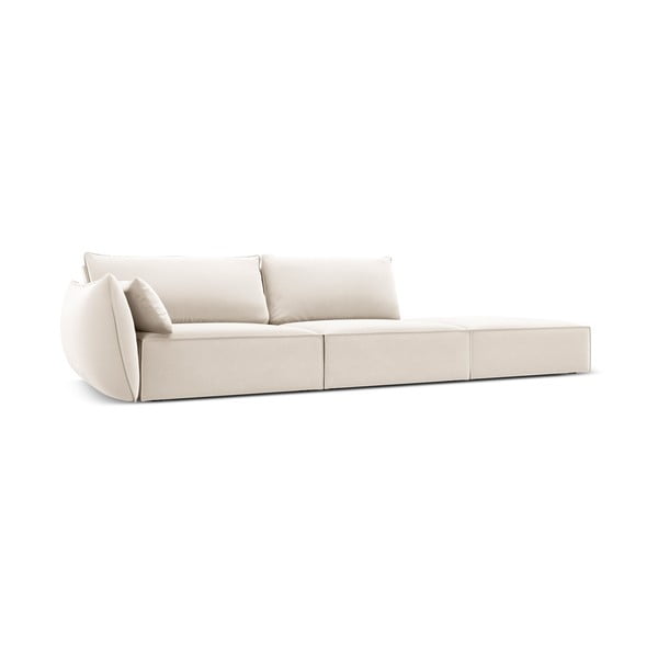 Bež žametna sedežna garnitura levi kot 264 cm Vanda – Mazzini Sofas-image-1