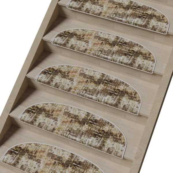 Bež komplet preprog za stopnice 16 ks 20x65 cm Abstract – Vitaus-image-1