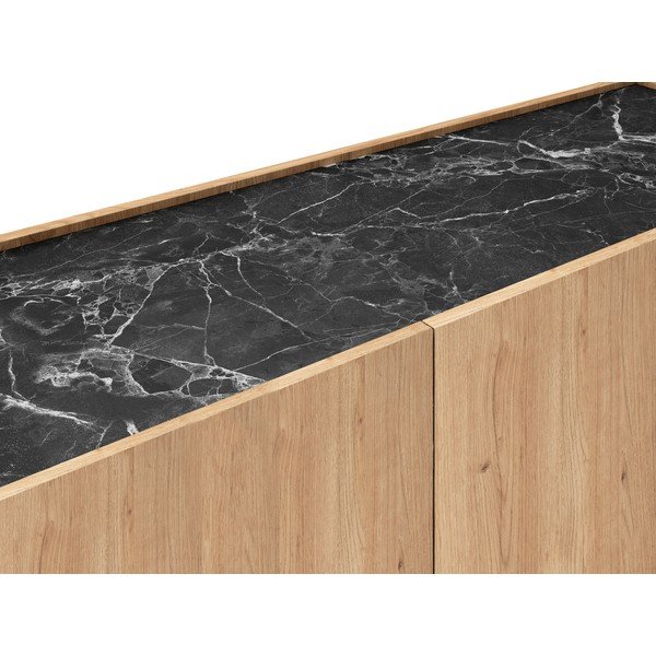 Črna/naravna TV omarica v hrastovem dekorju 160x48 cm Dione – Marckeric-image-1