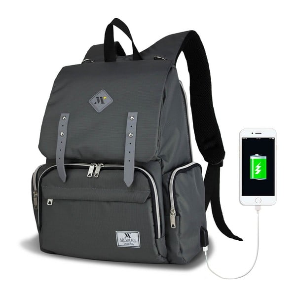 Antracitni nahrbtnik za mamice s priključkom USB My Valice MOTHER STAR nahrbtnik za nego otroka
