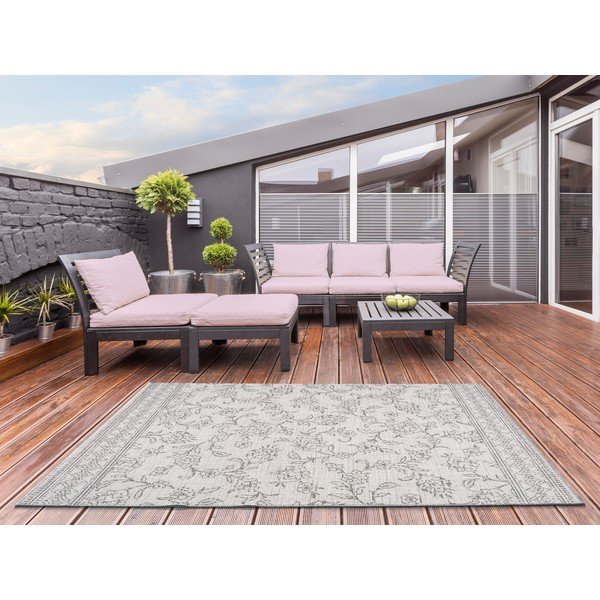 Siva zunanja preproga Universal Weave Floral, 155 x 230 cm-image-1