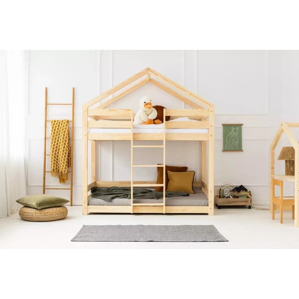 Otroška postelja v obliki hiške/pograd z letvenim dnom 90x180 cm v naravni barvi DMPN – Adeko
