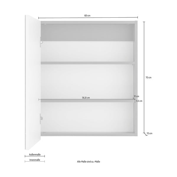 Siva stenska kopalniška omarica z ogledalom Støraa Wisla, 60 x 70 cm-image-1