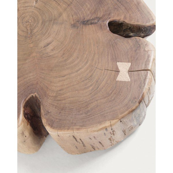 Okrogla mizica iz masivne akacije v naravni barvi 60x65 cm Essi – Kave Home-image-1