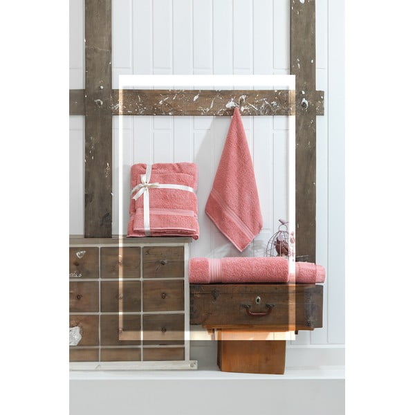 Rožnati frotirni bombažni komplet brisač 2 ks – Foutastic-image-2