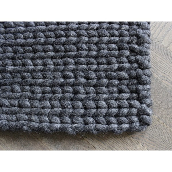 Antracitno siva pletena volnena preproga Wooldot Ball Rugs, 170 x 240 cm-image-1