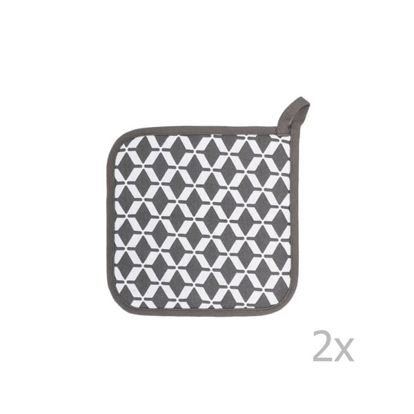 Komplet 2 sivih bombažnih kuhinjskih rokavic Tiseco Home Studio Square-image-1