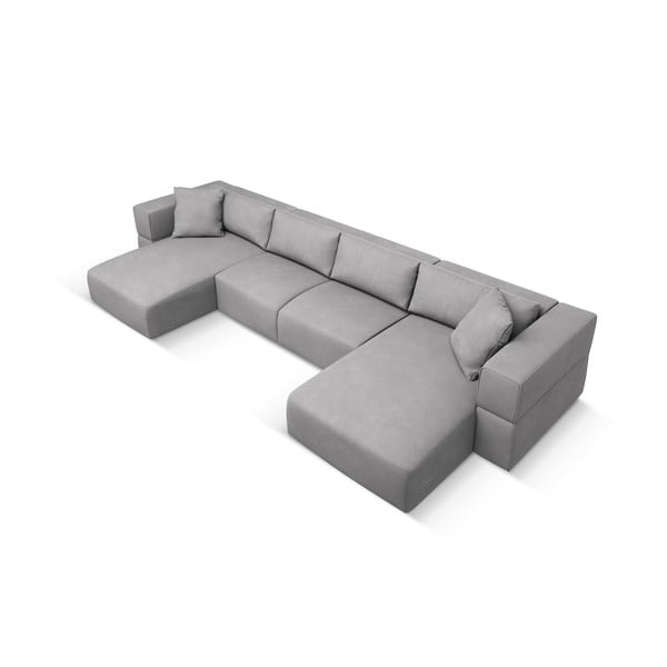 Svetlo siva kotna sedežna garnitura (v obliki črke "U") Esther – Milo Casa-image-2