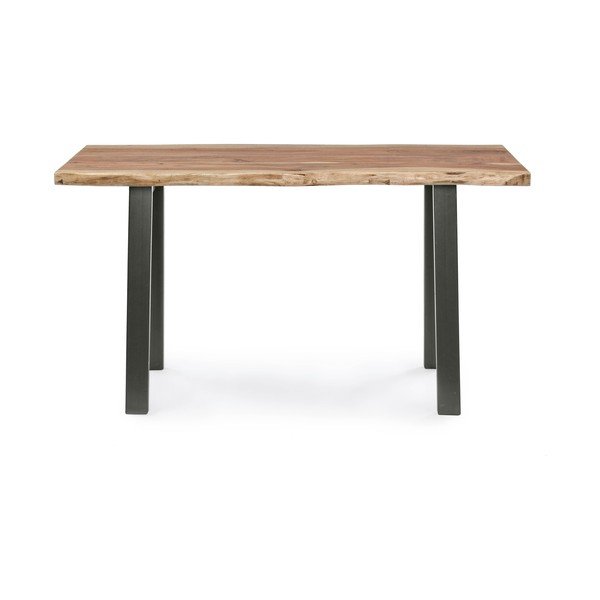Črna/v naravni barvi stranska mizica z mizno ploščo iz akacije 45x130 cm Aron – Bizzotto