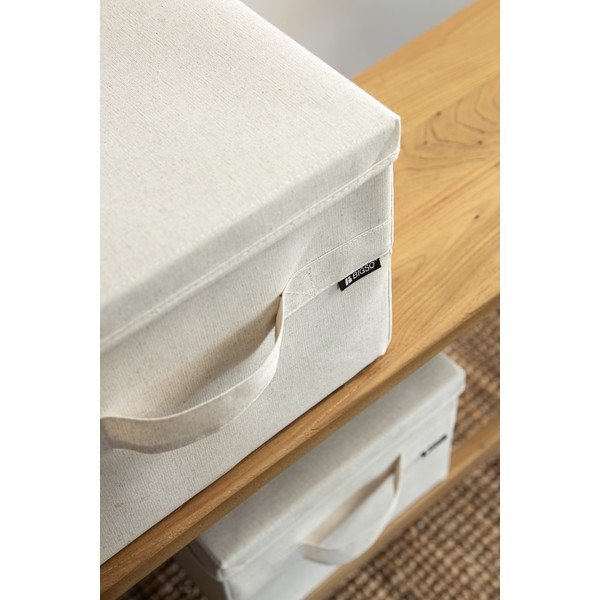 Bež tekstilna škatla za shranjevanje s pokrovom 31x41x22 cm Soft Storage Medium – Bigso-image-2