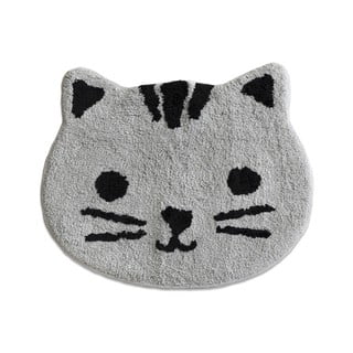 Siva bombažna kopalniška preproga Mr. Fox Grey Cat, 53 x 47 cm
