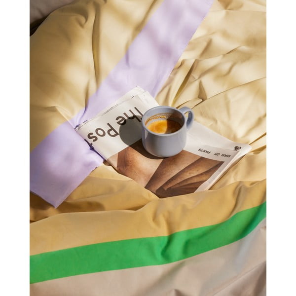 Svetlo vijolična/bež enojna podaljšana bombažna posteljnina 140x220 cm Block – Hübsch-image-1