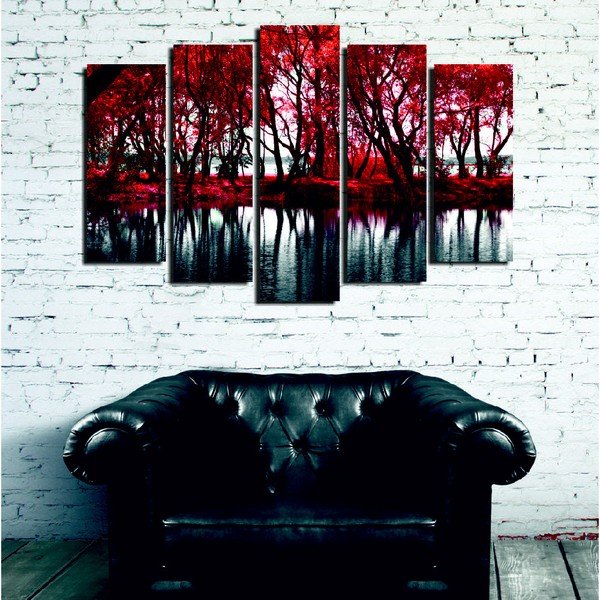 5-delna slika na platnu Red Leaves-image-1