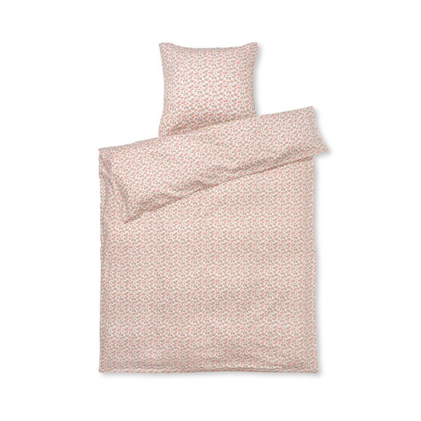 Bela/rožnata podaljšana posteljnina iz bombažnega satena 140x220 cm Pleasantly – JUNA