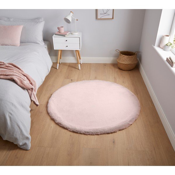 Roza preproga Think Rugs Teddy, ⌀ 120 cm-image-1