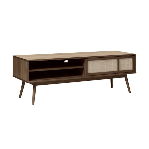 Temno rjava TV omarica v hrastovem dekorju 150x50 cm Barrali – Unique Furniture-image-1