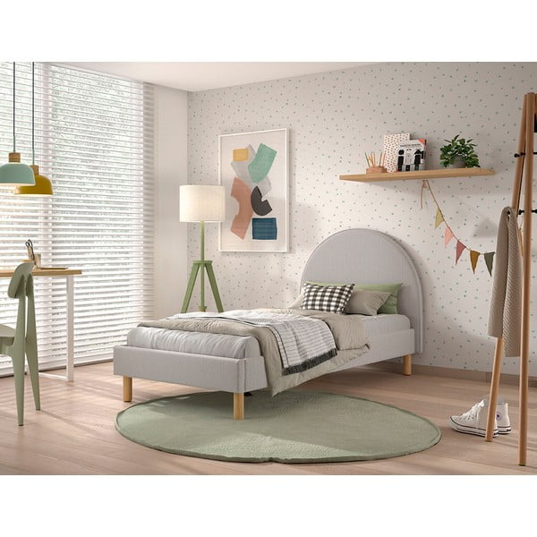 Siva oblazinjena postelja z letvenim dnom 90x200 cm MOON – Vipack-image-1