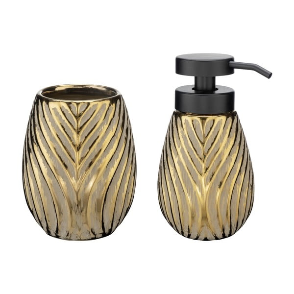 Keramičen komplet pripomočkov za kopalnico v zlati barvi Idro – Wenko