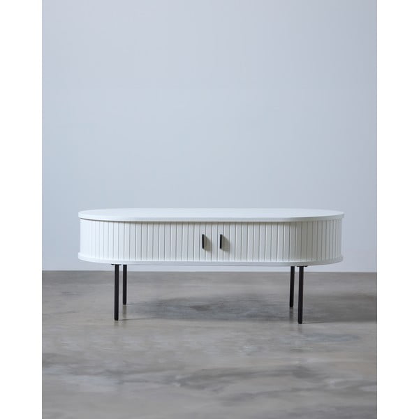 Bela klubska mizica v hrastovem dekorju 60x120 cm Nola – Unique Furniture-image-1
