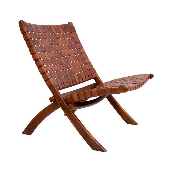 Zložljiv stol iz tikovine in usnja House Nordic Montana -image-2