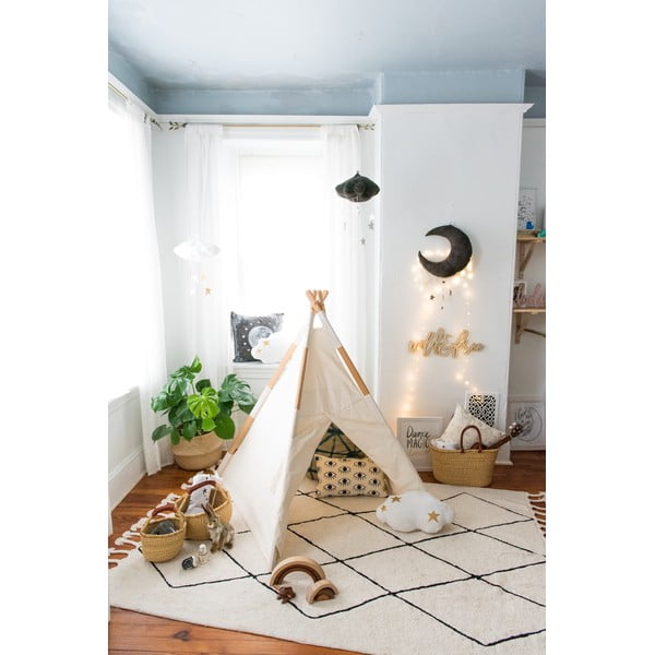 Kremno bela pralna ročno tkana bombažna preproga 140x200 cm Bereber Beige – Lorena Canals-image-1