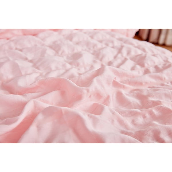 Rožnata enojna posteljnina iz krepa 140x200 cm Naomi – My House-image-3