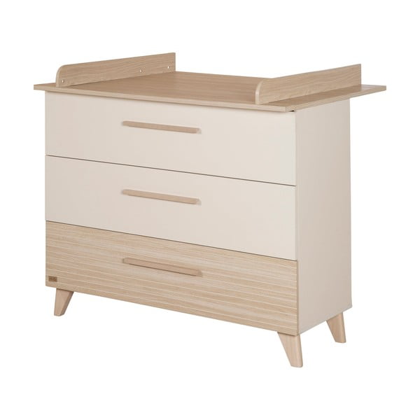 Kremno bela/naravna otroška komoda v hrastovem dekorju s previjalnim pultom 110x98x75 cm Sidney – Roba
