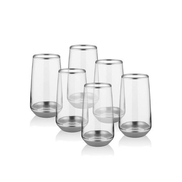 Komplet 6 kozarcev Mia Glam Silver, 380 ml-image-1